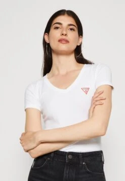 Guess Mini Triangle Tee - Basic T-Shirt - Pure White -Guess Clothing Sale 60917a16945945a7903fcea3f2ae454d