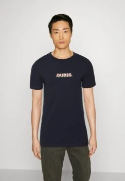 Guess Maksim Cn Ss- Print T-Shirt - Smart Blue
