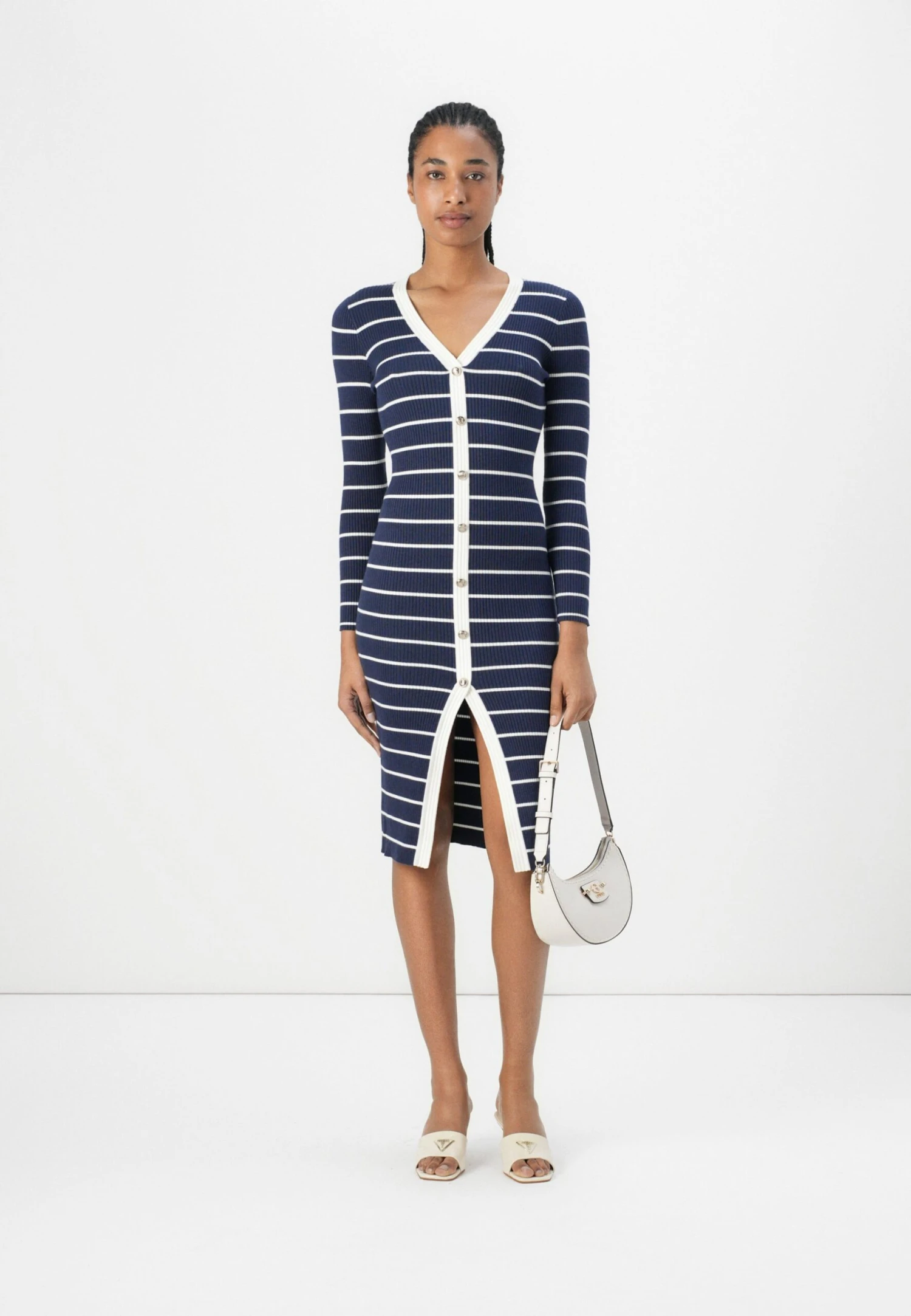 Guess STRIPED ANDREA MIDI DRESS - Jumper Dress - Blackened Blue/multi Coloured 2 Guess STRIPED ANDREA MIDI DRESS - Jumper Dress - Blackened Blue/multi Coloured - Image 2