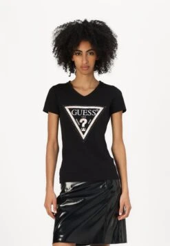 Guess PYTHON TRIANGL - Print T-shirt - Jet Black