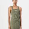TANK SLIM EMBRO - Shift Dress - Olive Light Green