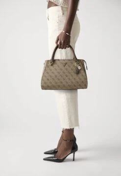 Guess NOELLE II LUXURY SATCHEL - Handbag - Latte/brown