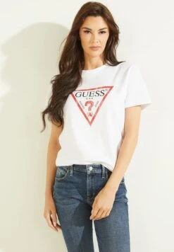 Guess CLASSIC LOGO TEE - Print T-shirt - Weiß