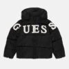 Guess JUNIOR HOODED PADDED PUFFER ZIP - Winter Jacket - Jet Black