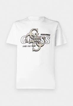 Guess DROP SHADOW TEE - Print T-shirt - Pure White -Guess Clothing Sale 77e4e6e6f97b401eb42328dd887cd513