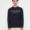 Guess LOGO FLOCK TEE - Long Sleeved Top - Smart Blue