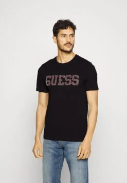Guess Ermak Cn Ss - Print T-Shirt - Jet Black