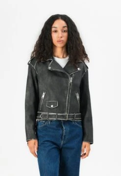 Guess CHARLENE BIKER - Faux Leather Jacket - Jet Black