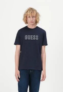 Guess EMBOSSED LOGO TEE - Print T-shirt - Smart Blue