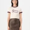 Guess SS GLOSSY CROP - Print T-shirt - Peach Peony