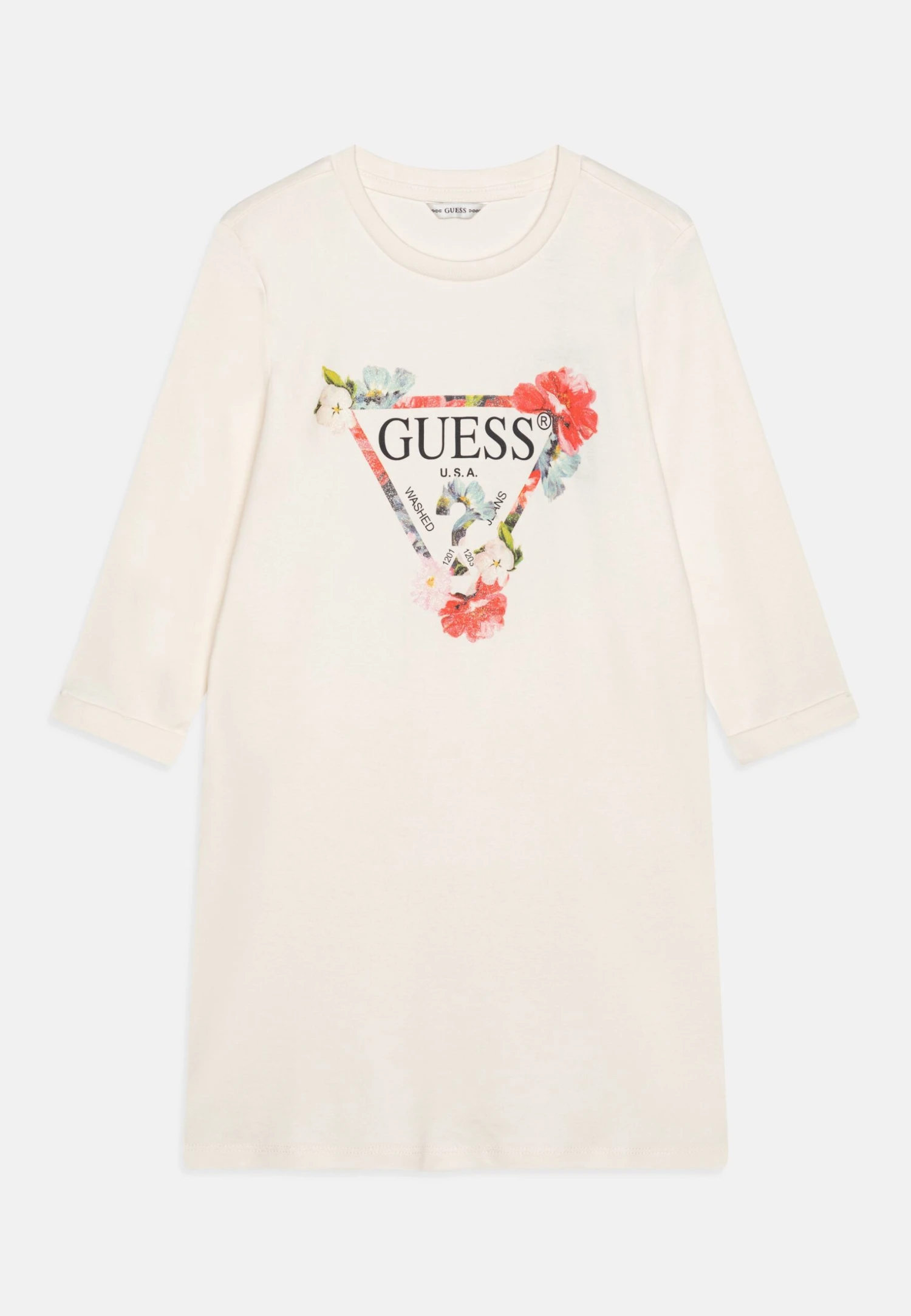 Guess Junior Core Sleeves Dress - Jersey Dress - Cream White 1 Guess Junior Core Sleeves Dress - Jersey Dress - Cream White