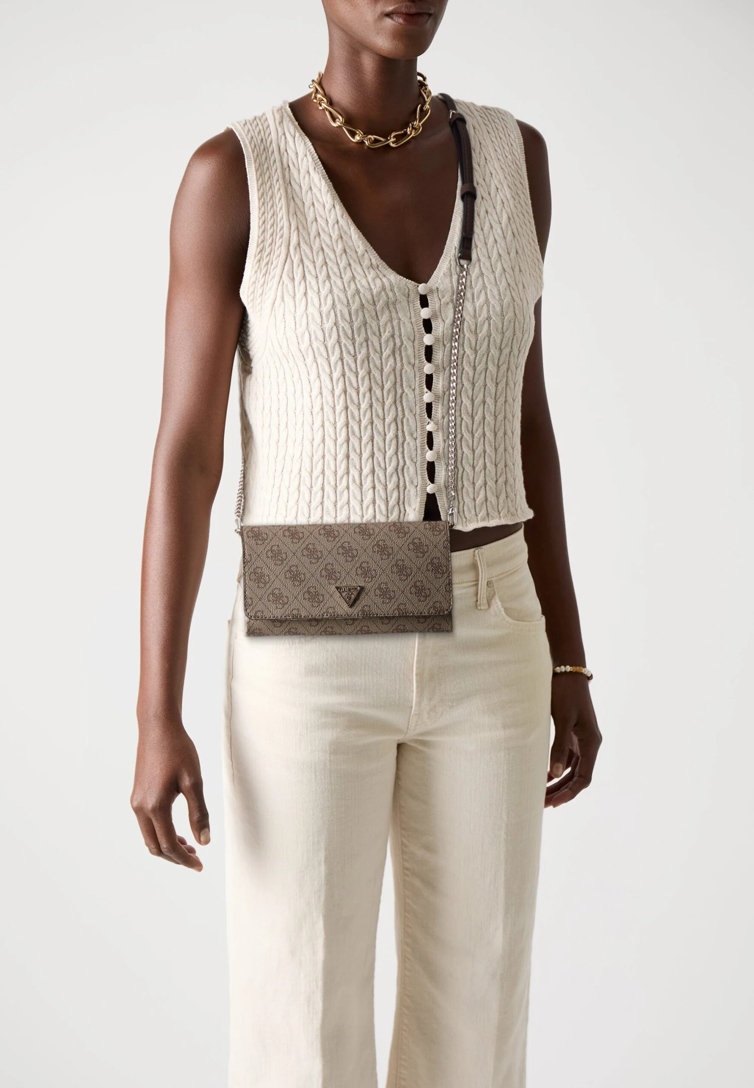 Guess NOELLE II XBODY FLAP ORGANIZER - Cross Body Bag - Latte/brown 1 Guess NOELLE II XBODY FLAP ORGANIZER - Cross Body Bag - Latte/brown