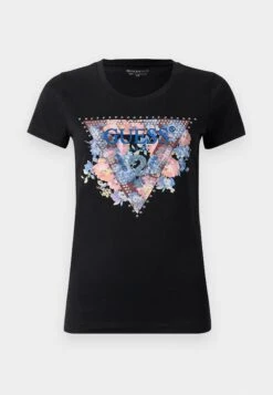Guess PEONY TRIANGLE TEE - Print T-shirt - Jet Black -Guess Clothing Sale 8ac718c3a91843aabcde0455812ae35c