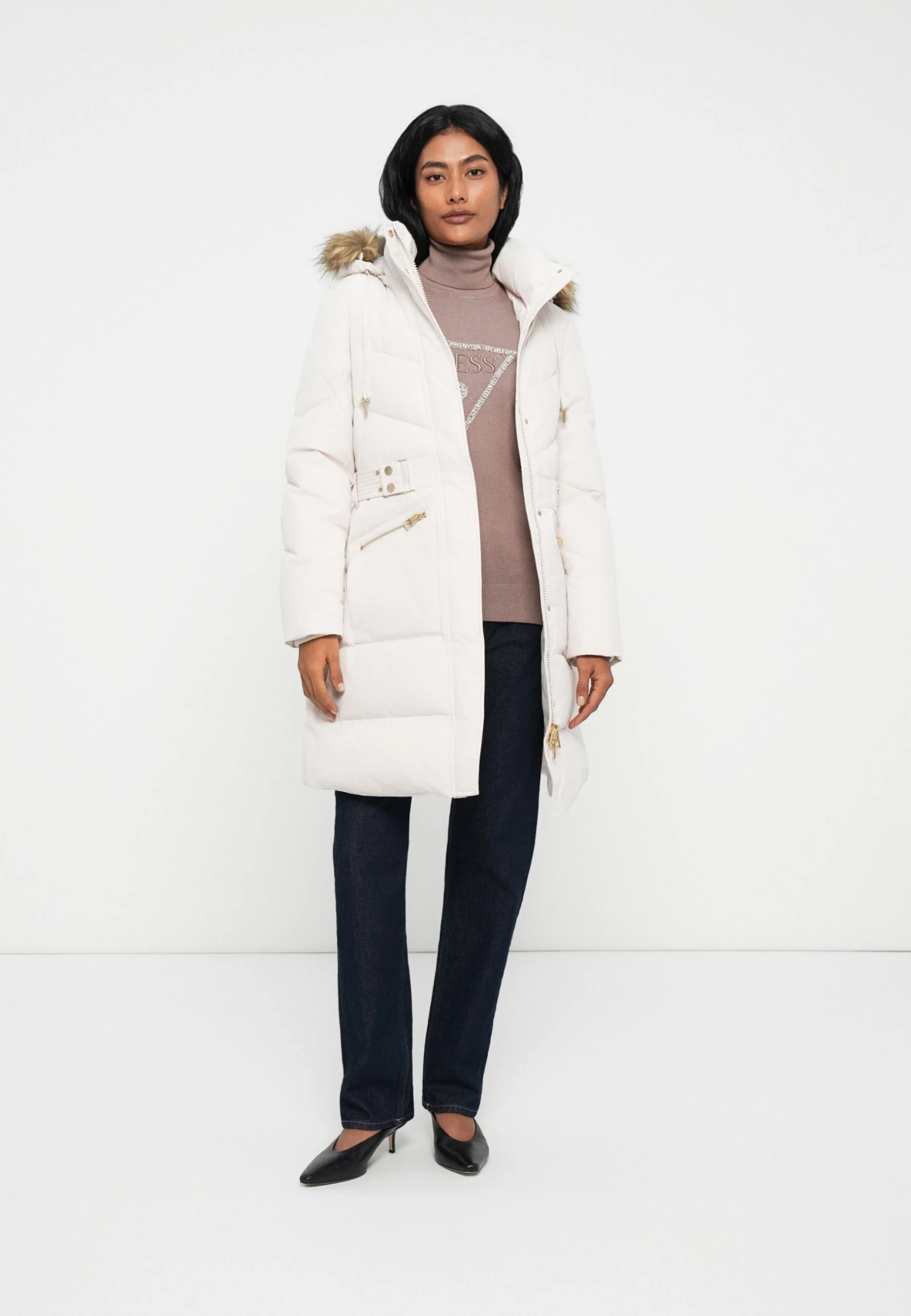 Guess FATEMA BELTED PUFFER - Winter Coat - Cream White 2 Guess FATEMA BELTED PUFFER - Winter Coat - Cream White - Image 2