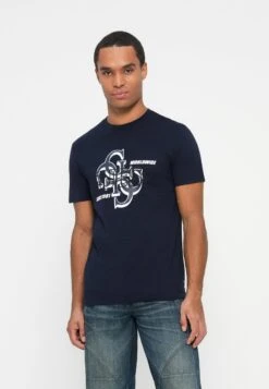 Guess DROP SHADOW TEE - Print T-shirt - Smart Blue