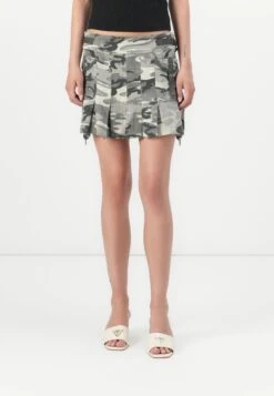 SKIRT - A-line Skirt - Green/grey