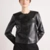 FERGIE CROPPED JACKET - Faux Leather Jacket - Black