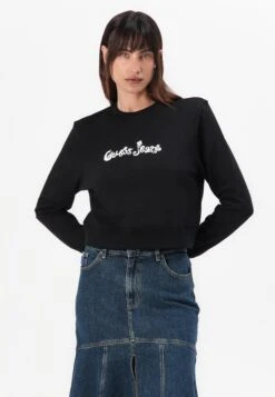 CROPPED FLOWER - Sweatshirt - Jet Black -Guess Clothing Sale 94f8ebb525084e428c455a781b5a4f65