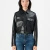 Guess DORA CROPPED JACKET - Faux Leather Jacket - Jet Black