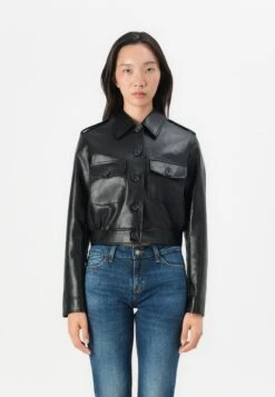 Guess DORA CROPPED JACKET - Faux Leather Jacket - Jet Black
