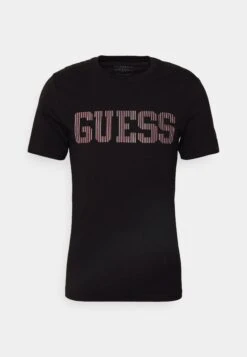 Guess Ermak Cn Ss - Print T-Shirt - Jet Black -Guess Clothing Sale 97904a167b354791beea4ed3b422341e
