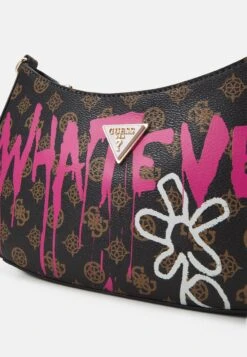 Guess X Banksy Brandalised Top Zip Shoulder - Handbag - Mocha Logo -Guess Clothing Sale 98bedf387dd9497394484abb86f91a8a