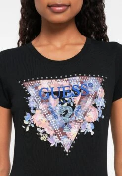 Guess PEONY TRIANGLE TEE - Print T-shirt - Jet Black -Guess Clothing Sale 98fb782fefc54f1f8bd80922237fe9ea