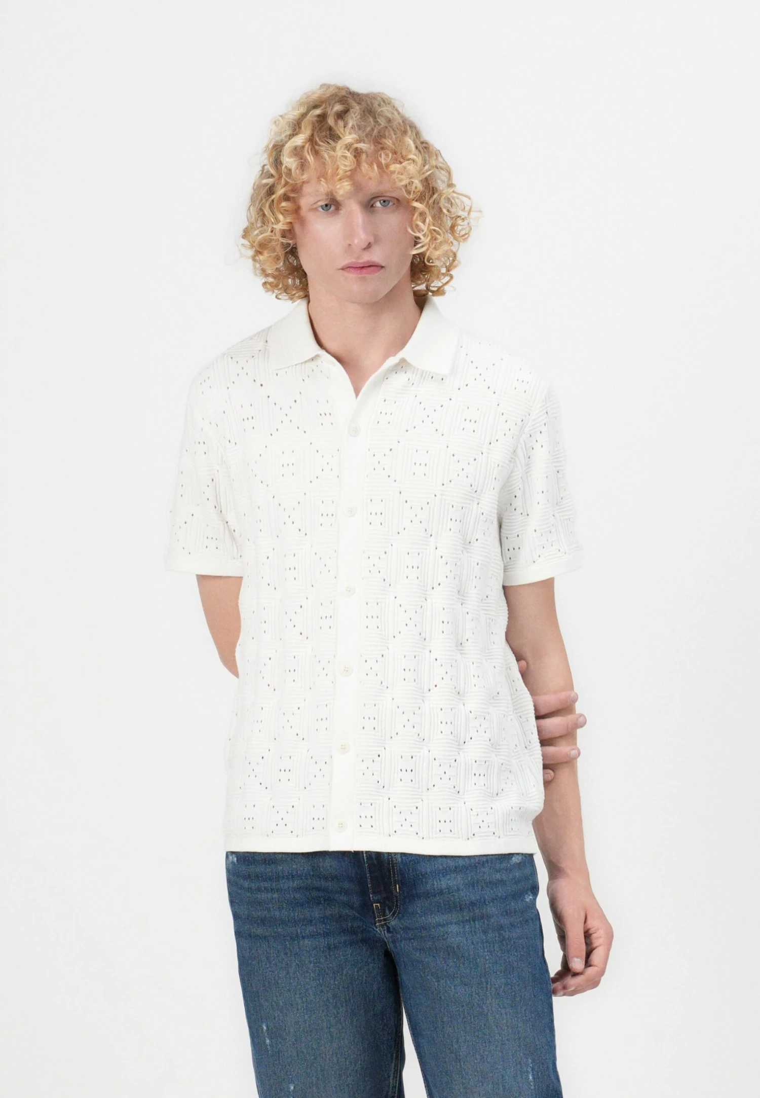 Guess TOPANGA POINTELLE BUTTON - Shirt - Salt White 4 Guess TOPANGA POINTELLE BUTTON - Shirt - Salt White - Image 4