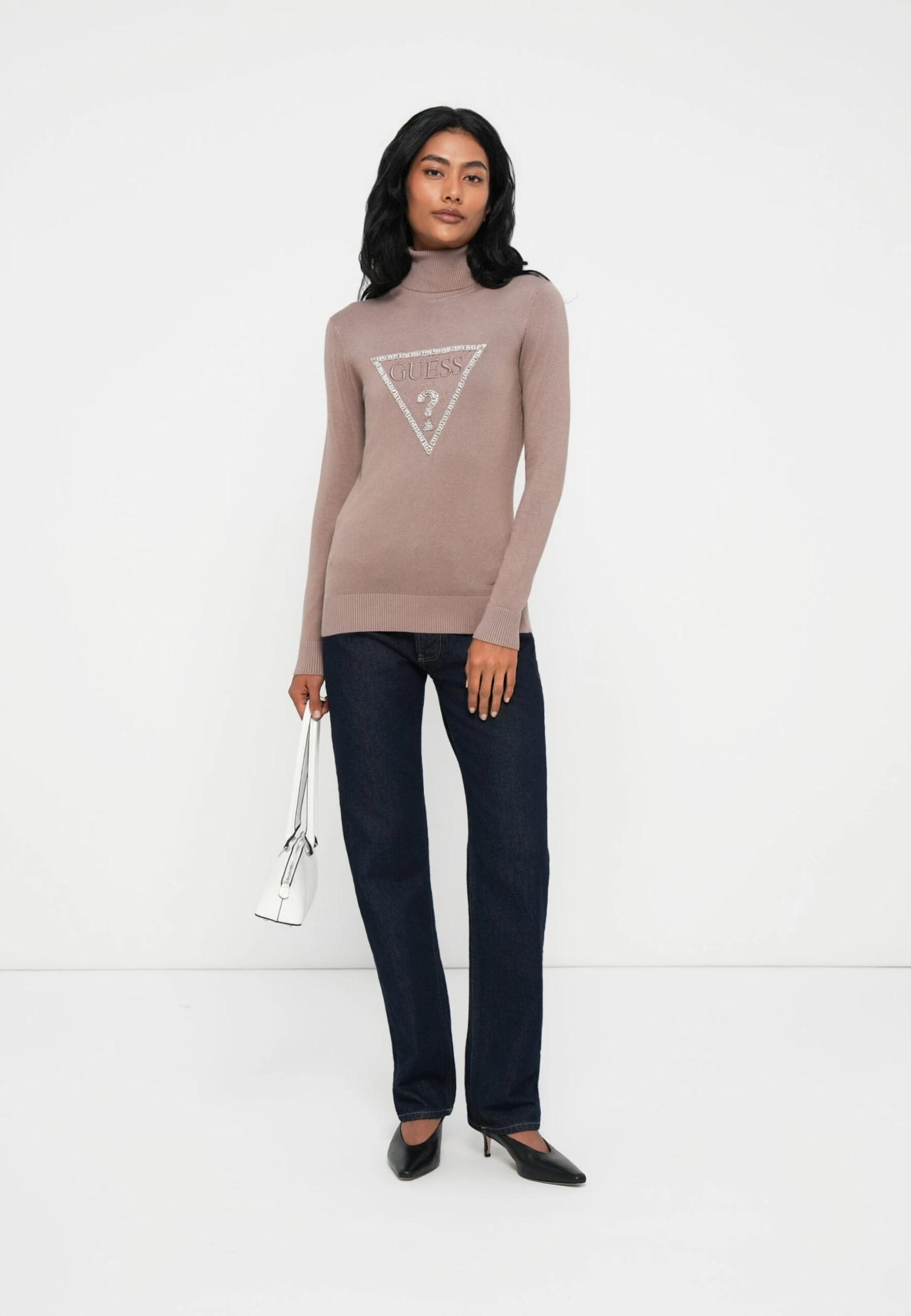 Guess MELANIE TRIANGLE LOGO - Jumper - Silk Taupe 2 Guess MELANIE TRIANGLE LOGO - Jumper - Silk Taupe - Image 2