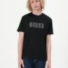 Guess EMBOSSED LOGO TEE - Print T-shirt - Jet Black