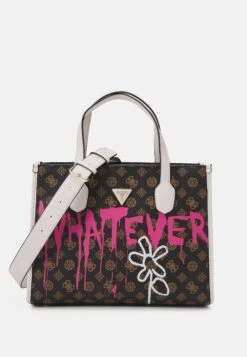 Guess X Banksy Brandalised Compartment Tote - Handbag - Mocha Logo