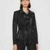 Guess New Agnes Belted Biker - Faux Leather Jacket - Jet Black