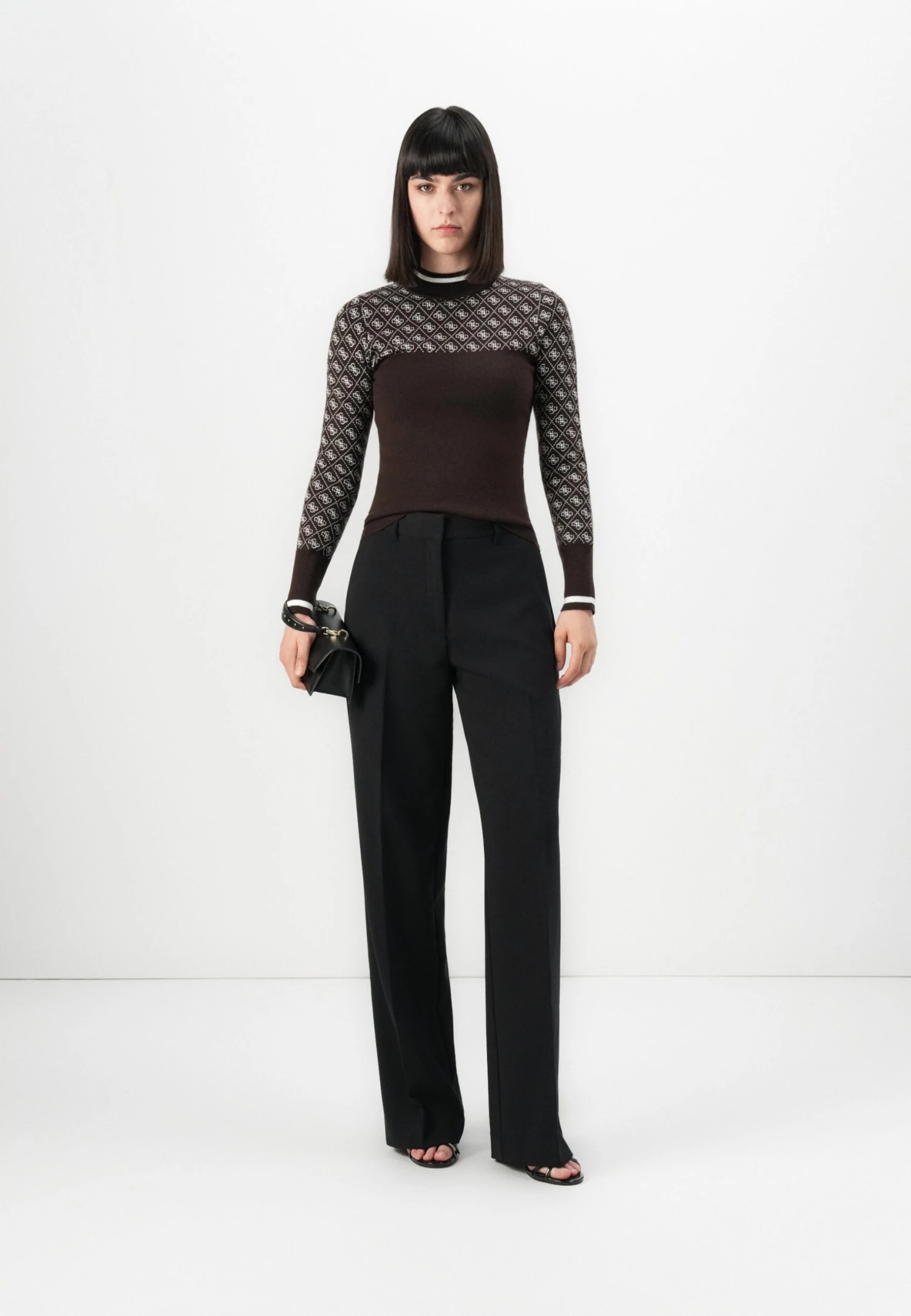 Guess MOCK NECK AUBREY - Jumper - Brown/cream 2 Guess MOCK NECK AUBREY - Jumper - Brown/cream - Image 2