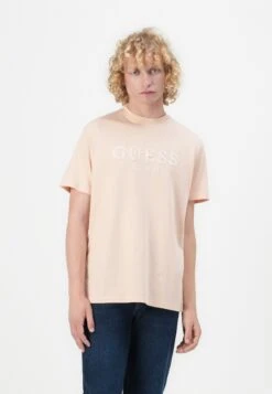 Guess BOX LOGO TEE - Print T-shirt - Blissful Pink