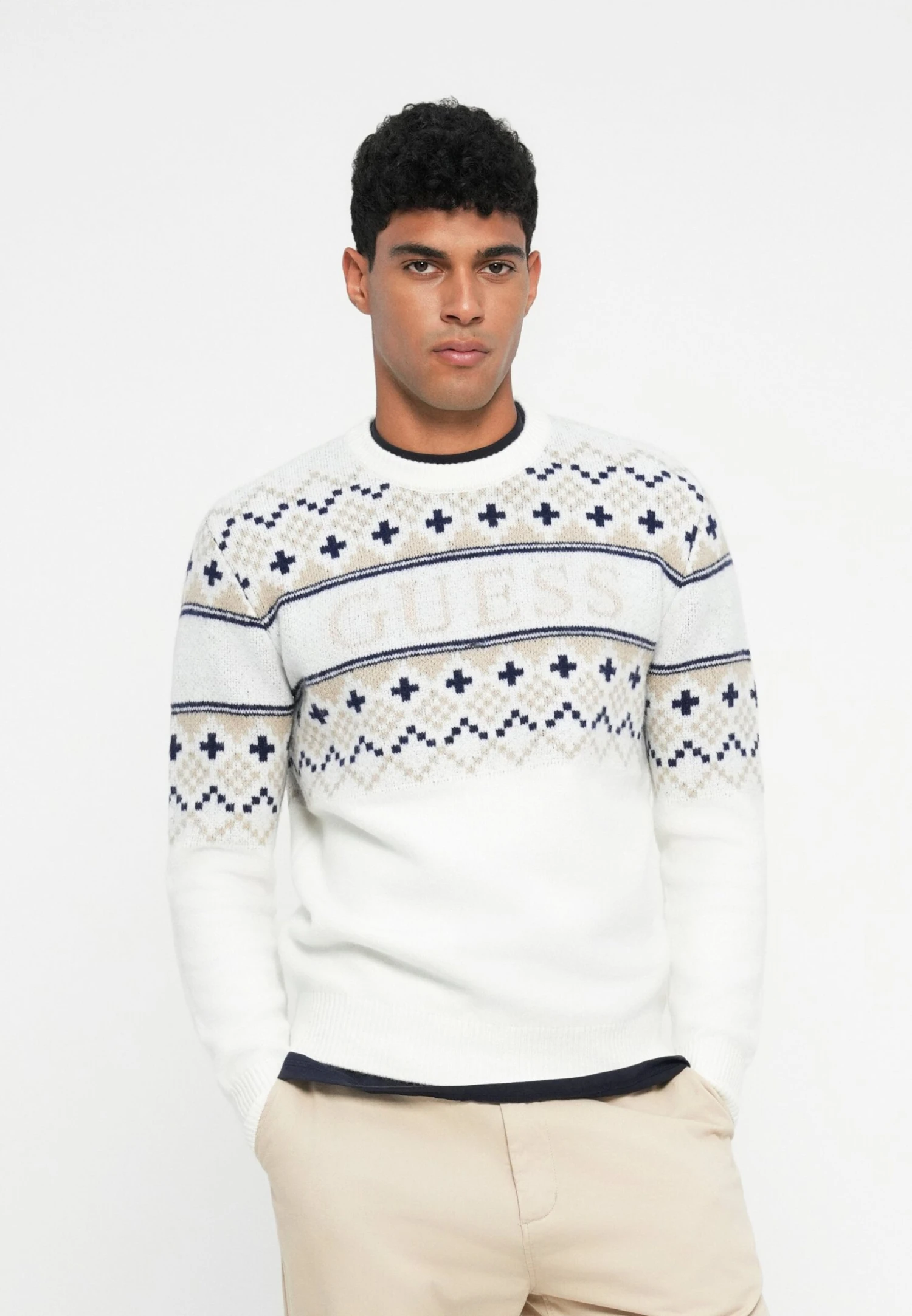 Guess JACQUARD - Jumper - Cream White 4 Guess JACQUARD - Jumper - Cream White - Image 4