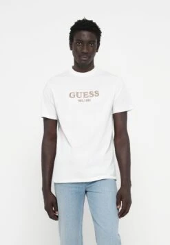 Guess LOGO TEE - Print T-shirt - Pure White