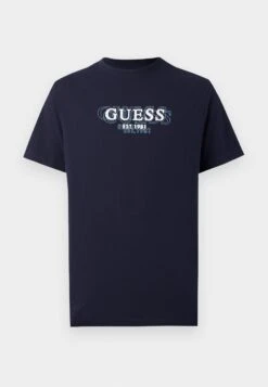 Guess SMALL LOGO TEE - Print T-shirt - Parisian Roof Blue -Guess Clothing Sale b8c201755f214252951eab333a660764 3