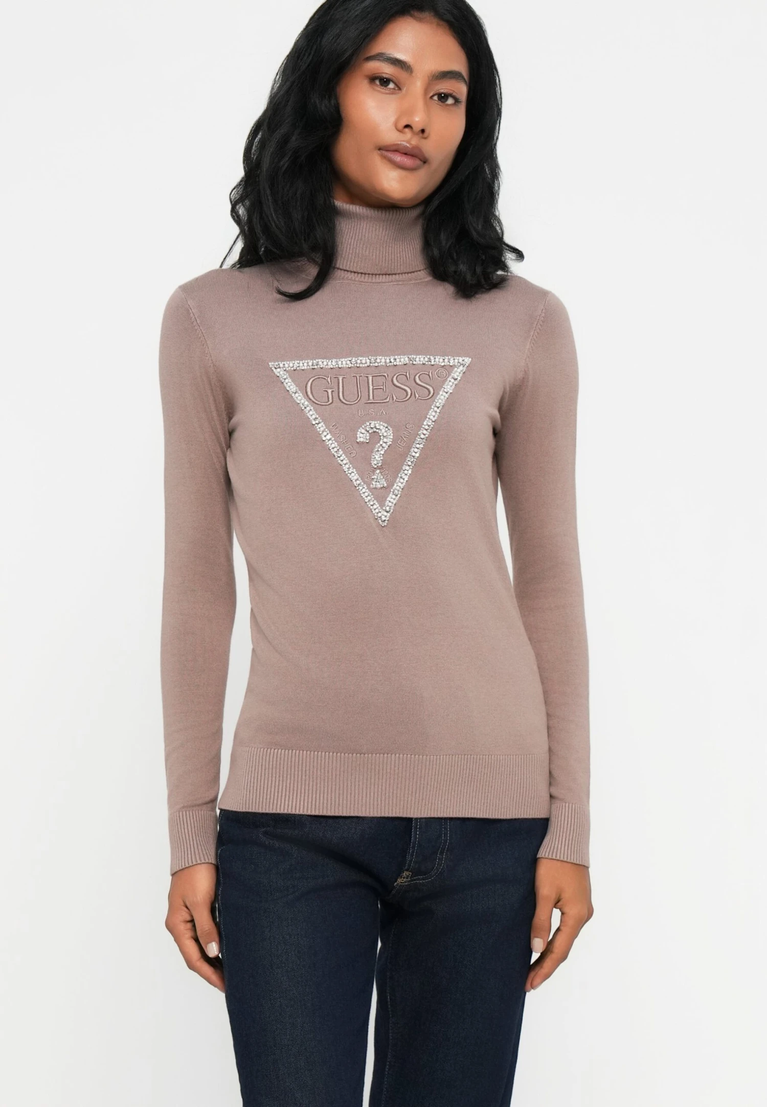 Guess MELANIE TRIANGLE LOGO - Jumper - Silk Taupe 4 Guess MELANIE TRIANGLE LOGO - Jumper - Silk Taupe - Image 4