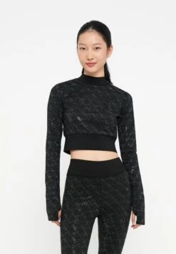 Guess MOCK DEBBY CROP - Long Sleeved Top - Jet Black