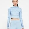 Guess MOCK DEBBY CROP - Long Sleeved Top - Arctic Sky