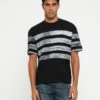 Guess FADED STRIPES TEE - Print T-shirt - Jet Black