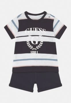 Guess Newborn Slub Set - Print T-Shirt - White/Blue