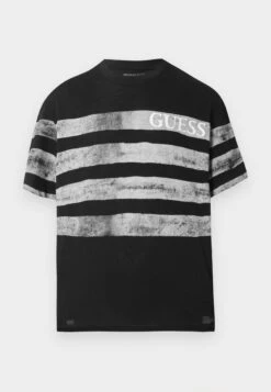 Guess FADED STRIPES TEE - Print T-shirt - Jet Black -Guess Clothing Sale c41704bec83a424caf331f8aea135135