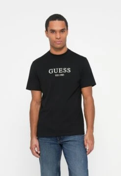 Guess LOGO TEE - Print T-shirt - Jet Black