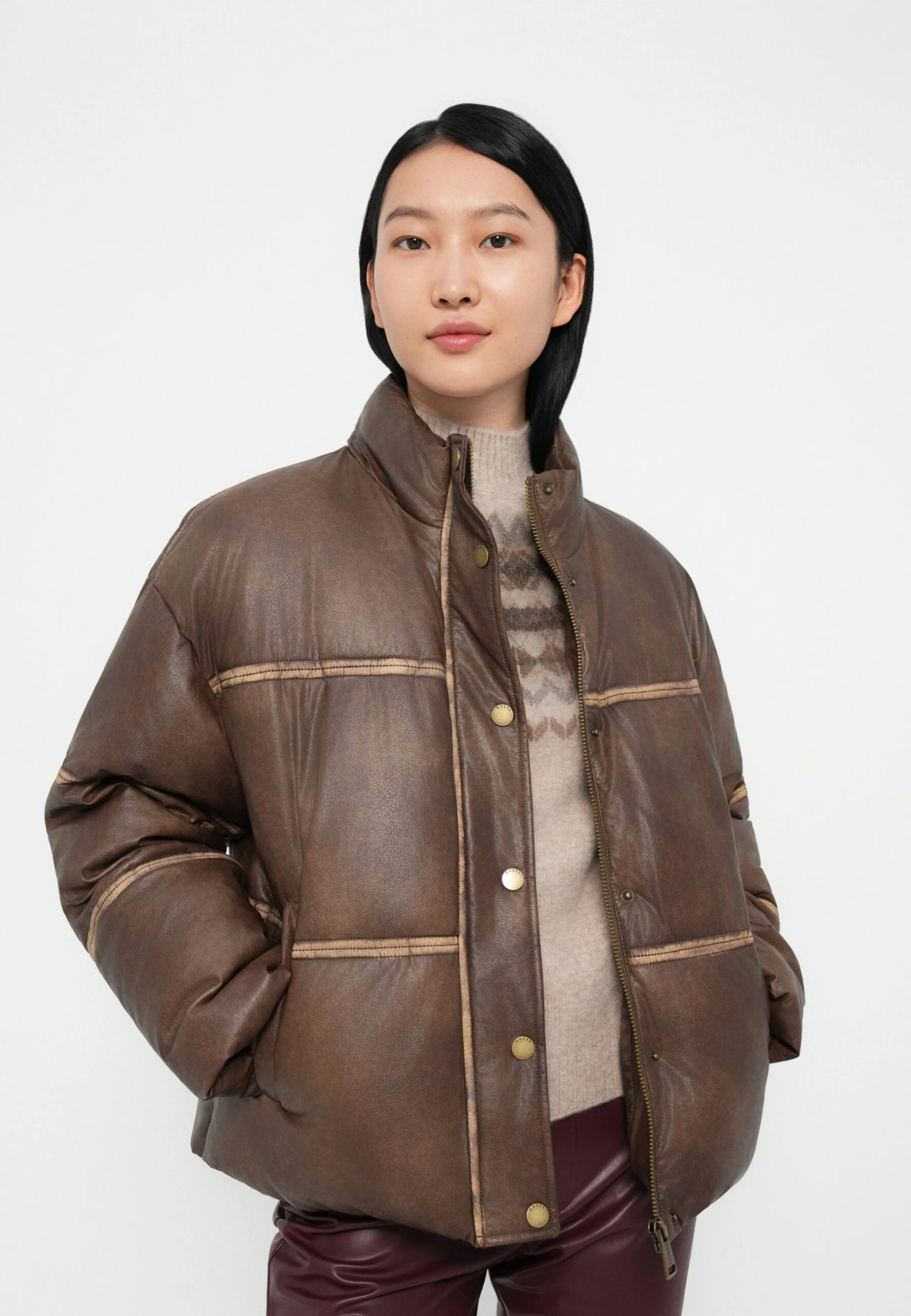 Guess GIPSY - Faux Leather Jacket - Ground Coffee 4 Guess GIPSY - Faux Leather Jacket - Ground Coffee - Image 4