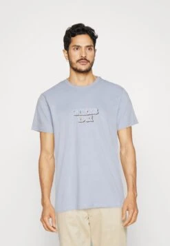 Guess Embro Box Logo Tee - Print T-Shirt - Glacier Sea Blue