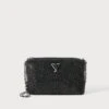 Guess CRYSTAL MESH BAG - Cross Body Bag - Jet Black