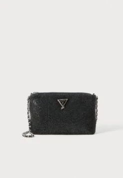 Guess CRYSTAL MESH BAG - Cross Body Bag - Jet Black