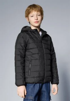 Guess CORE JUNIOR HOODED PADDED PUFFER ZIP UNISEX - Winter Jacket - Jet Black