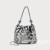 Guess HOLIDAY SHINE TOP HANDLE POUCH - Cross Body Bag - Pewter